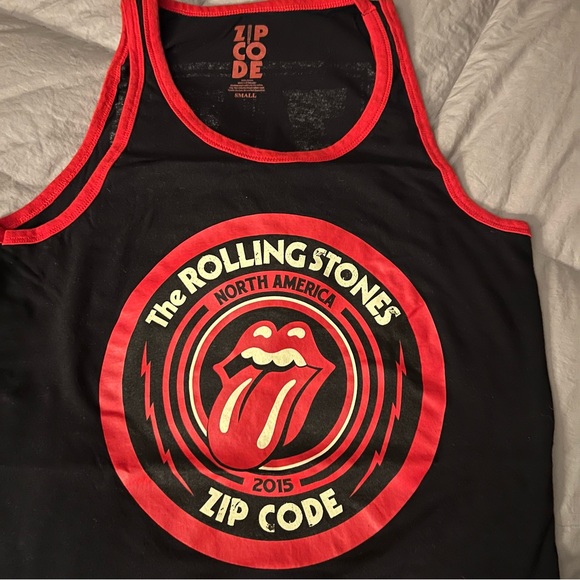 Zip Code 2015 The Rolling Stones 100% Cotton Tank Black Red Small North America - Picture 2 of 6
